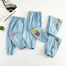 Джинсы для девочек противомоскитные штаны для детей свободные летние тонкие брюки-фонарики в западном стиле для маленьких девочек, коллекция года