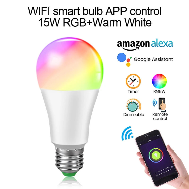 Затемняемый E27 светодиодный Bluetooth 4,0 умная лампа Wifi управление приложением RGB+ W RGB+ WW 15W AC85-265V сменный цвет - Испускаемый цвет: Wifi RGBWW