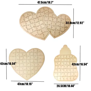 

New New Guest Book Puzzl Personalized Heart Milk Bottle Shape Wooden Wedding Jigsaw Puzzle Guestbook Party Accessory Wedding Gif