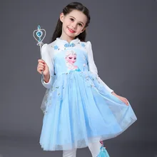 Детское платье с изображением Анны и Эльзы для девочек; платья принцессы с цветочным рисунком для девочек; зимние вечерние платья с рукавами; Vestido; детская одежда с героями мультфильма «Холодное сердце»