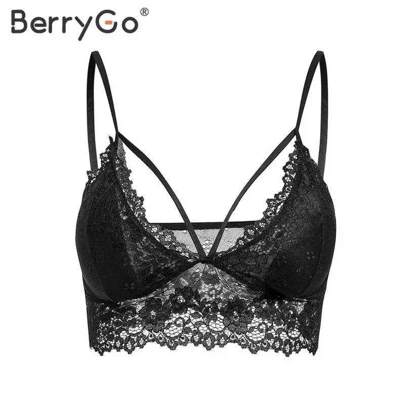 Черный BerryGo Сексуальное цветочное кружевное интимное женское элегантное однотонное модное комфортное нижнее белье бюстгальтеры с вышивкой весенне-летний бюстгальтер без косточек - Цвет: Черный