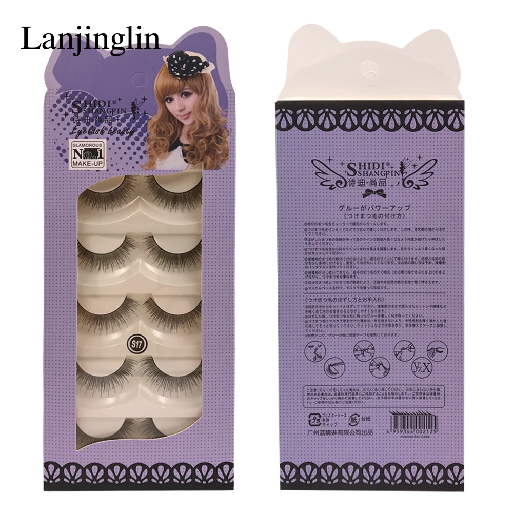 5 пар ресниц макияж, накладные ресницы для наращивания, натуральные Длинные Накладные ресницы ручной работы, мягкие Черные Накладные ресницы# S17