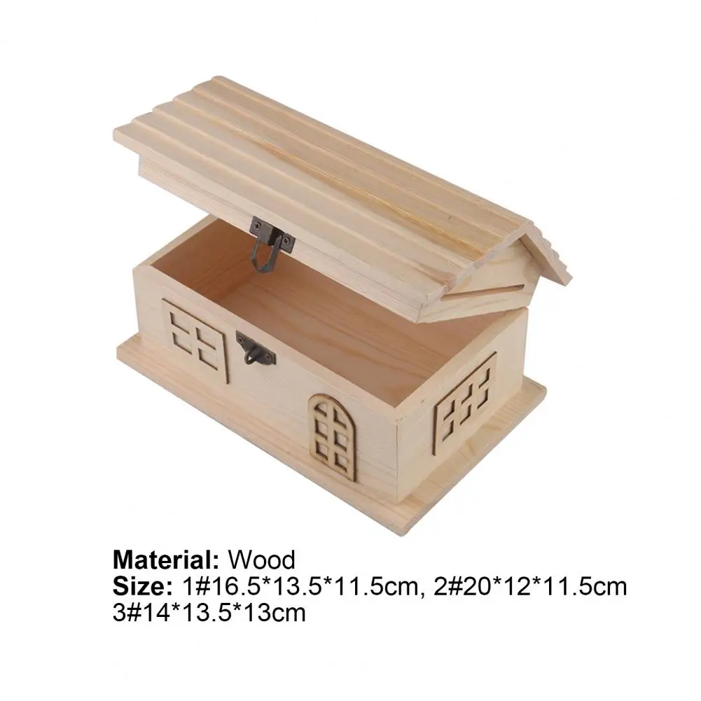 House Shape Money Box No Burrs Wood Desk Saving Piggy Bank for Students