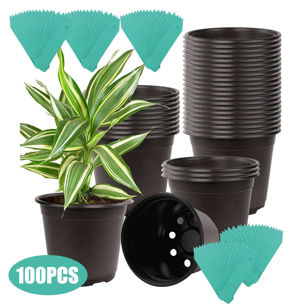 100 pcs 10cm plantes en plastique pot de pépinière, pots semis fleurs plante  conteneur semence pots de départ pour semis, coupe