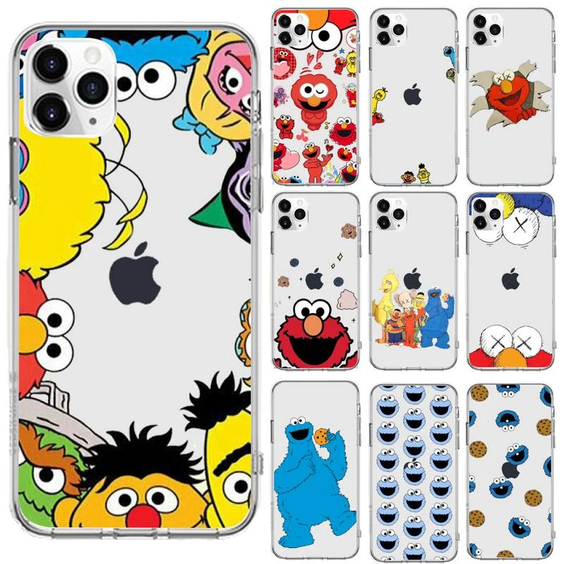 Ins Sesame Street Cookie Case Phone Case Transparent for iPhone 6 7 8 11 12 s mini pro X XS XR MAX Plus cover funda shell iphone 8 cardholder cases