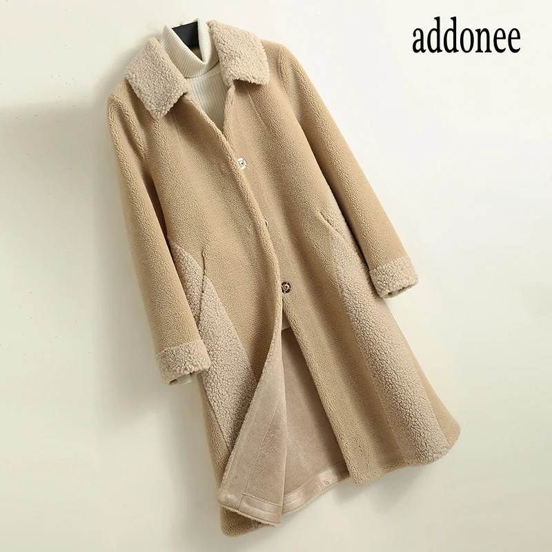 

Australian Wool Faux Fur Inner Velvet Autumn Winter Women Female Warm Long Coat Not bloated Hairy Fluffy Fighting Against Winter