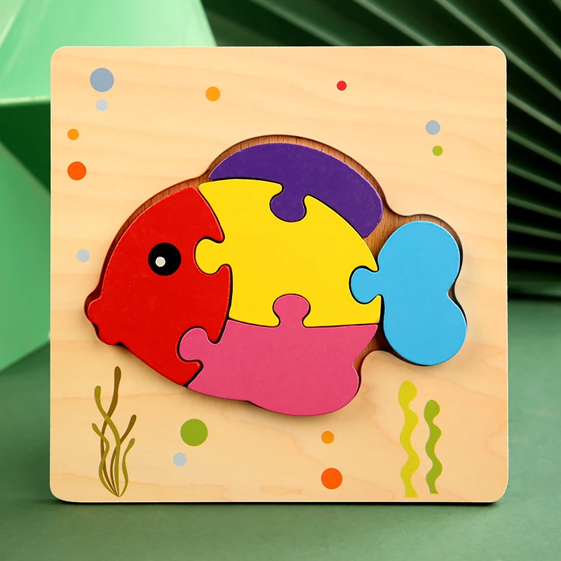 High Quality 3D Wooden Puzzles Educational Cartoon Animals Early Learning Cognition Intelligence Puzzle Game For Children Toys 27