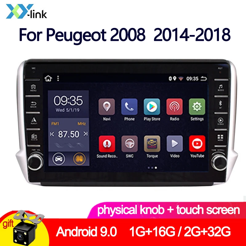 

10.1 inch Android 9.0 knob touch Car Multimedia dvd player GPS For Peugeot 2008 208 series 2012-2018 car radio rearview camera