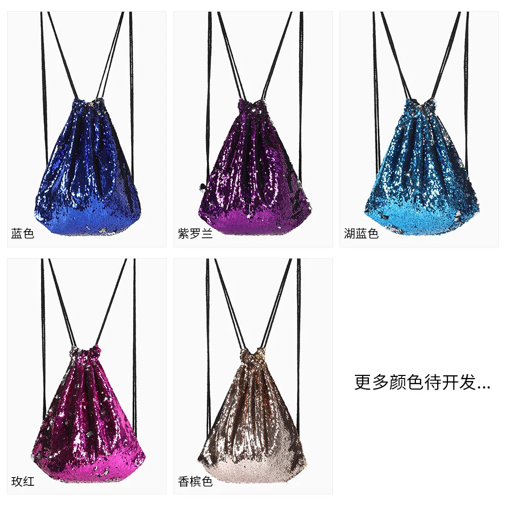 

AliExpress Popular Brand Korean-style Fashion Candy Color Flashing Sequin Backpack Women's Cool Trend School Bag Shoulder Mini B