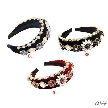 

Womens Royal Baroque Style Luxury Jewelry Headband Rhinestone Flower Hair Hoop
