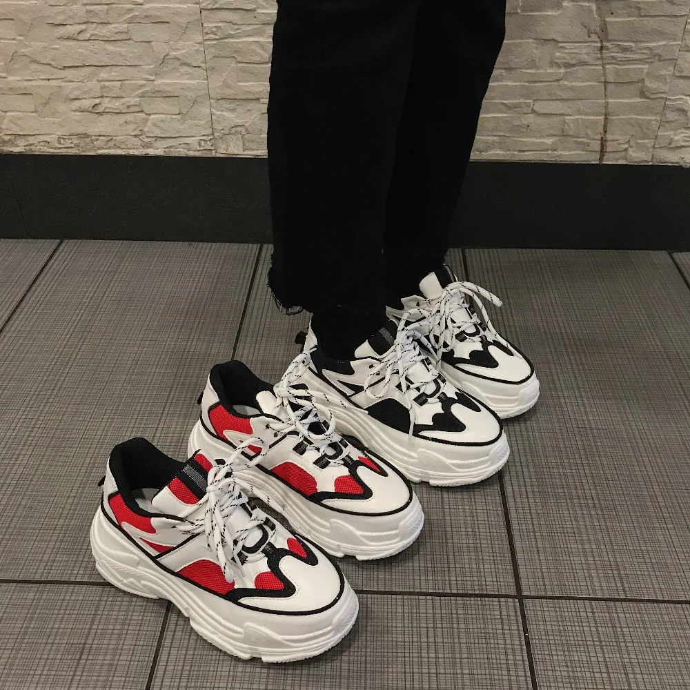

2019 Spring New Chunky Sneakers Women Platform Dad Shoes Harajuku Casual Clunky Sneakers Student Walking Shoes Braised Shoes