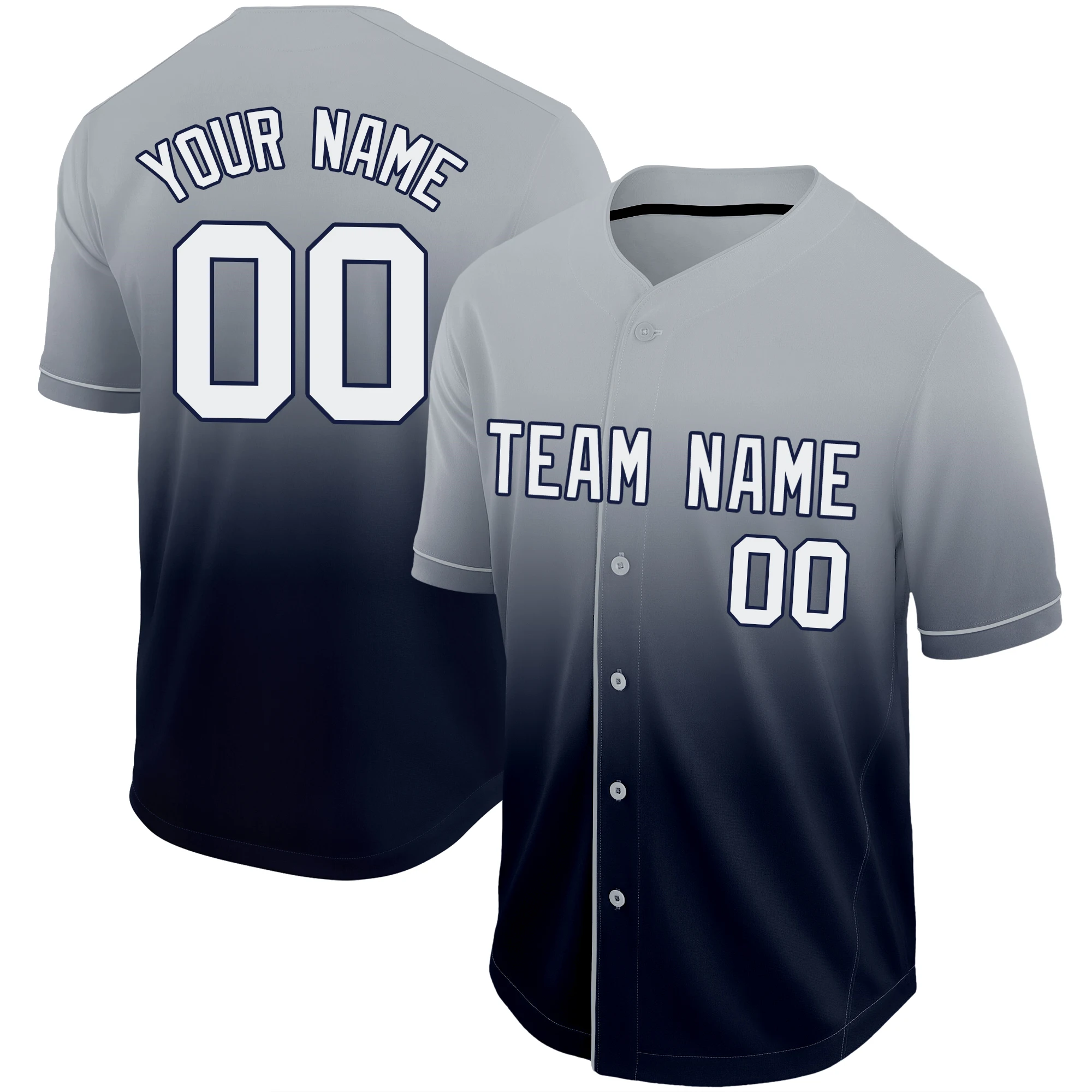 Baseball Jerseys Shirt Printed Name and Number Gradient Color Softball Training Wear Breathable Button Men/Lady/Youth