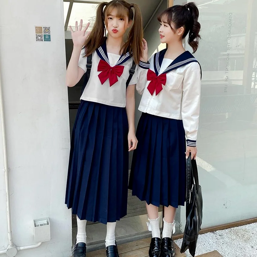 

2021 New Girl Kawaii Dresses JK Anime School Uniform Stage Performance Costume Short Long Sleeve Japanese Sailor Uniforms Cute