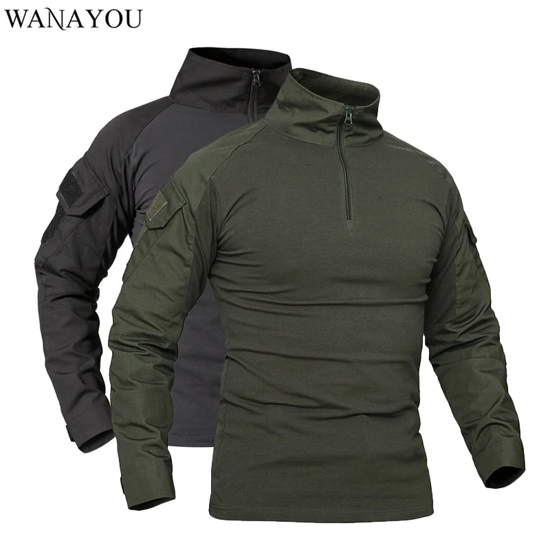 T-Shirts Long-Sleeve Military Hunting Tactical Outdoor Camouflage WANAYOU Men Climbing