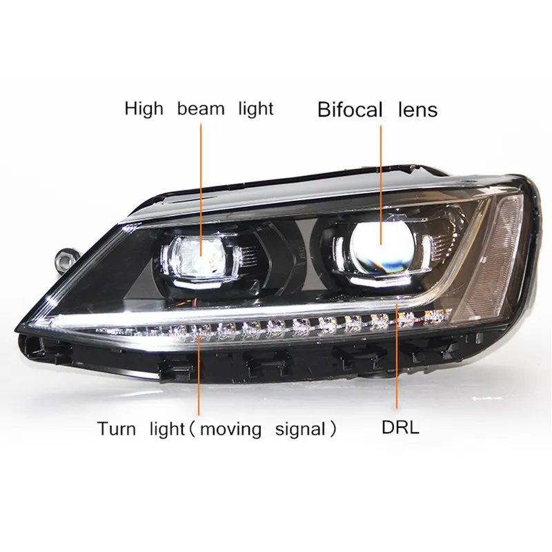 VLAND завод для автомобильных фар для JETTAS Mk6 или Sagitar светодиодный головной свет 2011 и поворотный свет с движущимся сигналом