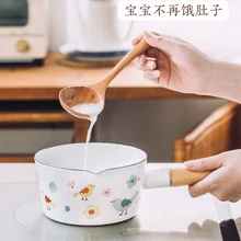 Маленький фарфоровый эмалированный горшок без покрытия с одной ручкой для домашнего здоровья, детское питание, молочный суп, рисовая кастрюля для тушения, Индукционная газовая плита