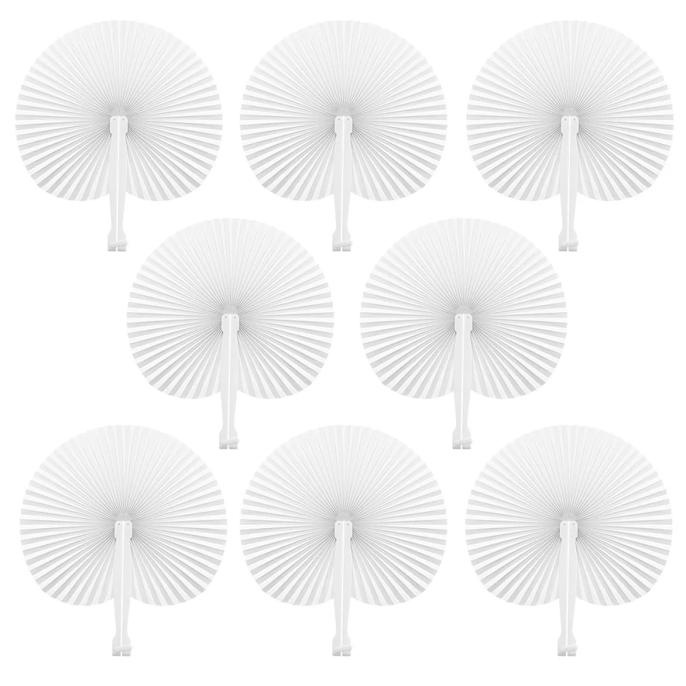 60pcs Folding Fan Handheld Fans Paper Folded Fan Circular Paper Fan For