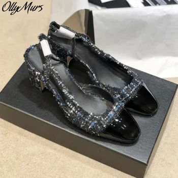 

OllyMurs New Quality Genuine Leather Round Toe Summer Springs Pumps High Street Thick Heel Ladies Pumps Shoes Women