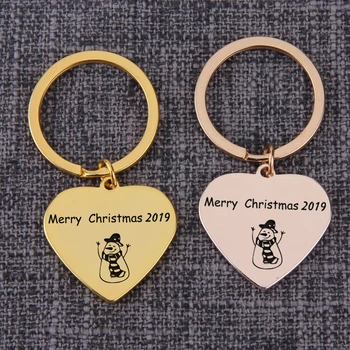 

Keyring Bag Charm Heart Keychain Merry Christmas 2019 Pendants Gift Love Jewelry Inscription Snowman Hot Sale Porte Clef
