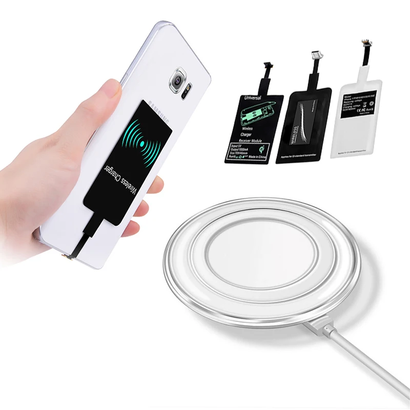 

QI Wireless Charger With Wireless Charging Receiver For iphone 6 6S 7 Samsung S6 Moblie Phone Induction Charge Pad Dock Adapter