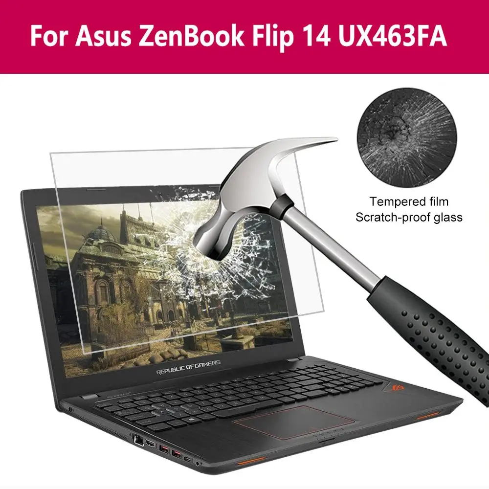 Для Asus Zenbook Flip 14 Ux463fa твердость из закаленного стекла 9H нанопокрытие