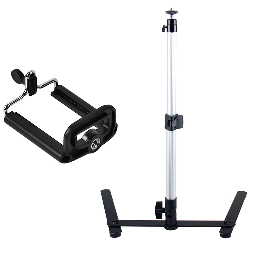  Photography Adjustable Table Top Stand Set Mini Monopod+Phone Clip Fill-In Light Bluetooth Control