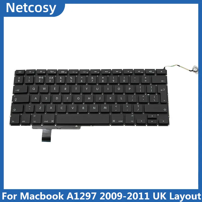 Netcosy для Macbook A1297 новая английская Замена клавиатуры для MacBook Pro 17 ''A1297 2009 2010 2011 2012 ноутбук стандарт Великобритании Клавиатура