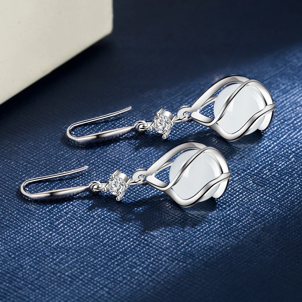 Opal Rhinestone Drop Earrings - Image 4