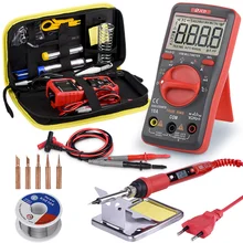 

80W LCD Digital Display Adjustable Temperature Soldering Iron with USB Charging Digital Multimeter Kit Auto Ranging AC/DC Tester