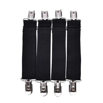 

New Sheet Straps Adjustable Bed Corner Holder Elastic Straps Fasteners Clips Grippers Mattress Cover Sheet Bed Suspenders, Black
