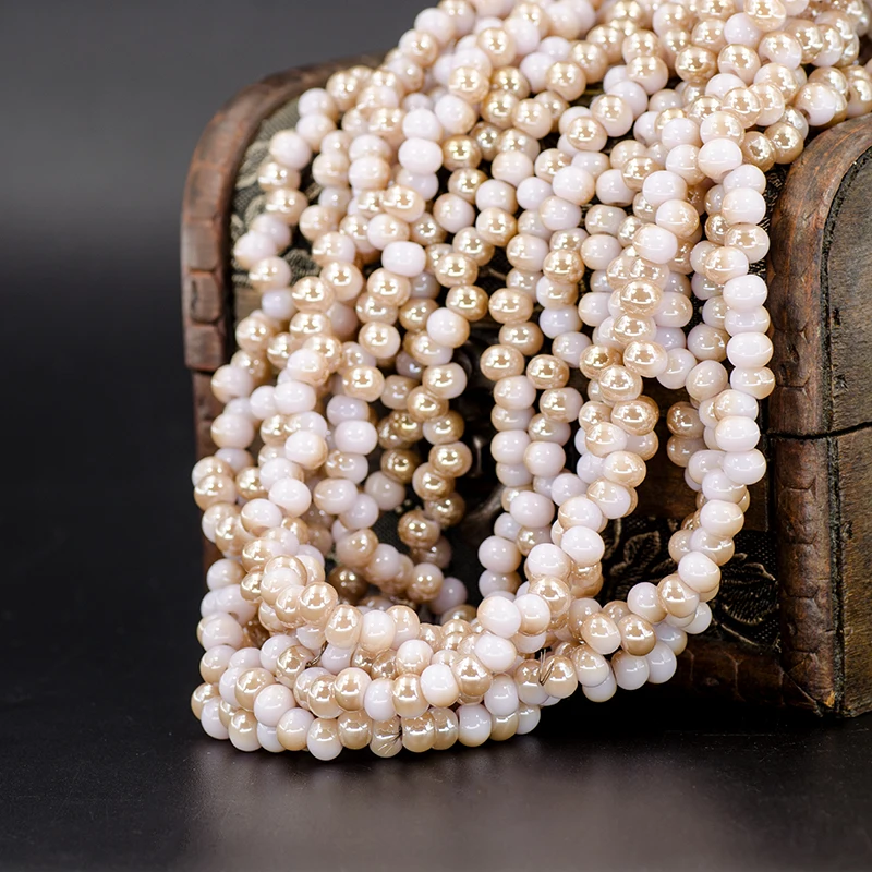 Choose Color 98pcs Plating Crystal Loose Beads 6mm Side Hole Bead Diy