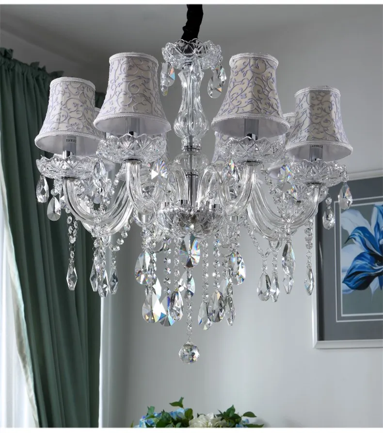 Современный светодиодный светильник с прозрачными кристаллами для гостиной, кухонный потолочный светильник, подвесной светильник для помещений с абажуром