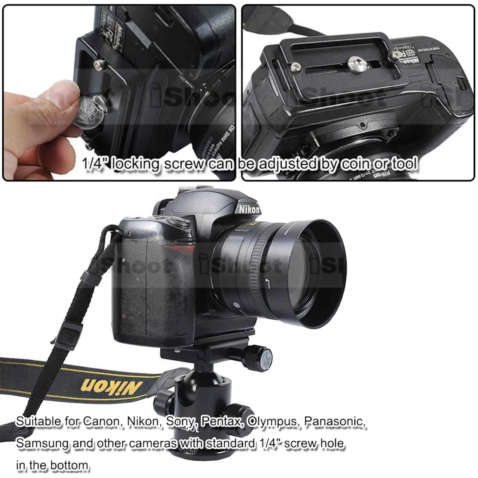 IShoot Collier D'objectif En Métal Compatible Avec Canon RF 100-400 Mm F/ 5.6-8 IS USM, Support D'objectif Inférieur Arca-Swiss Fit Plaque à Dégagement Rapide Rainure Queue D'aronde