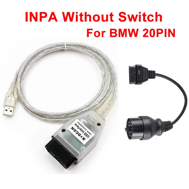 INPA K+ CAN K CAN с FTDI FT232RL чип переключатель OBD2 диагностический инструмент USB интерфейсный кабель с 20PIN для BMW от 1998 до 2013 - Цвет: inpa  with 20pin