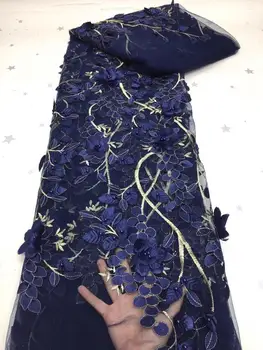 

African lace fabric 2020 high quality 3D Flower Lace Fabric Embroidery Beaded French Net Tulle Lace Fabrics With Sequins