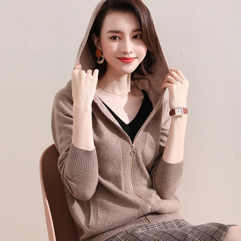 Top Grade Zipper Cardigans Women 100% Pure Goat