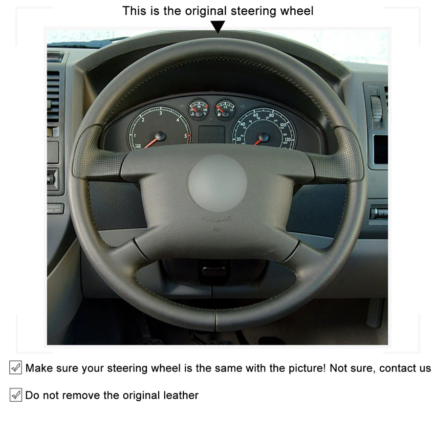Чехол на руль из искусственной кожи для Volkswagen VW Caddy 2003 2004 2005 2006 Caravelle 2009|Чехлы руль|