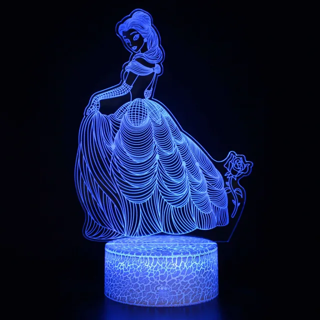 Lampe LED 3D la reine des neiges Disney, princesse Elsa Anna