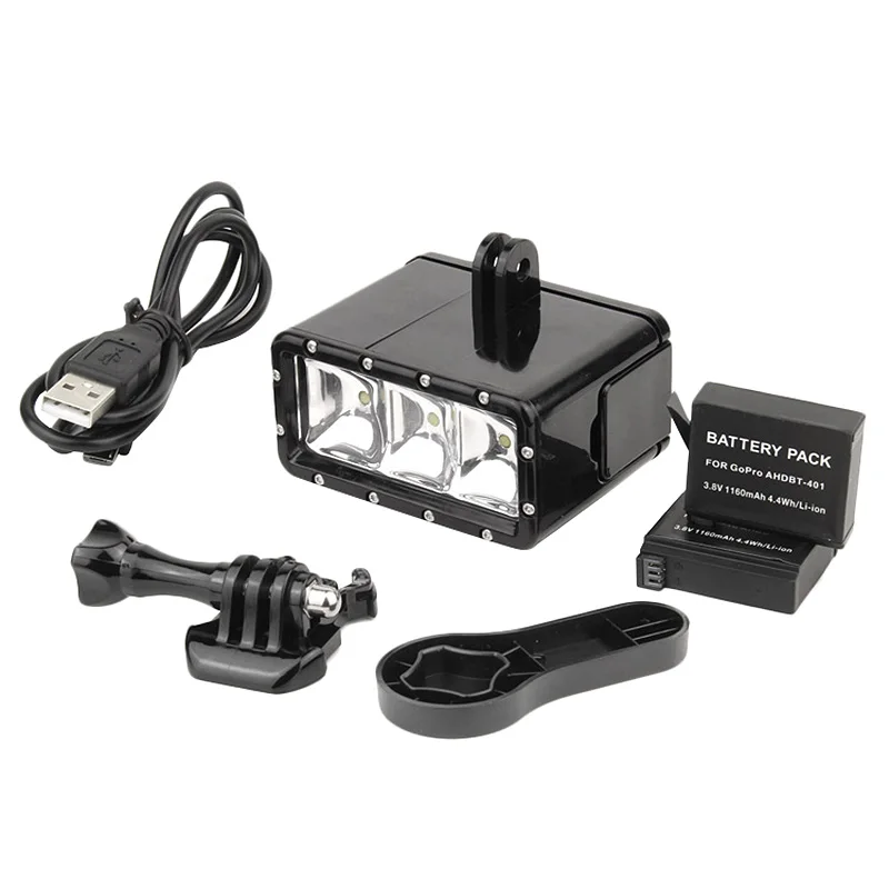 

Waterproof Dual Battery Fill Light for GoPro Diving Light Action Camera
