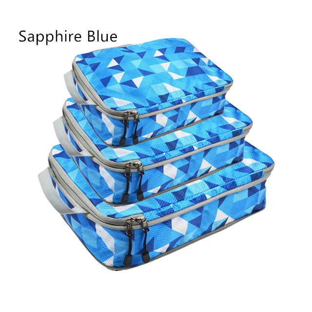 Sapphire Blue Набор из 3 предметов, дорожный компрессионный упаковочный кубик, расширяемый упаковочный органайзер, сумки для хранения, сжатый мешок - Цвет: Sapphire Blue
