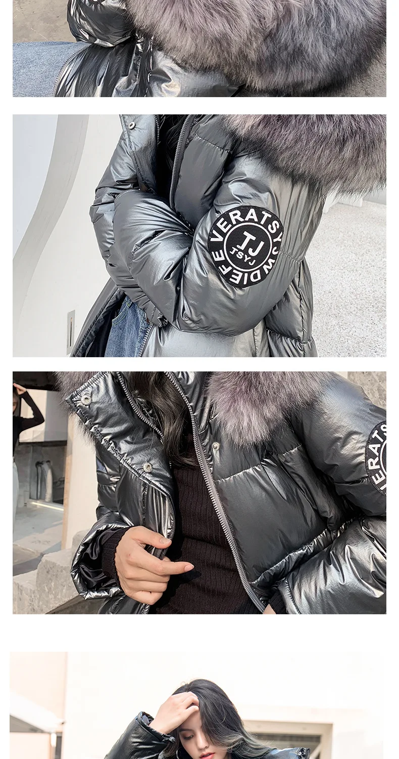 Зимняя новая модная Европейская и американская Женская яркая трендовая приталенная Хлопковая женская куртка с капюшоном