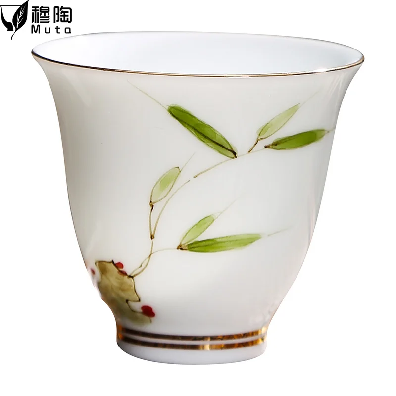 white porcelain tea Cup Hand drawn personality creative cup Chinese ceramics pattern teacups Puer set | Дом и сад