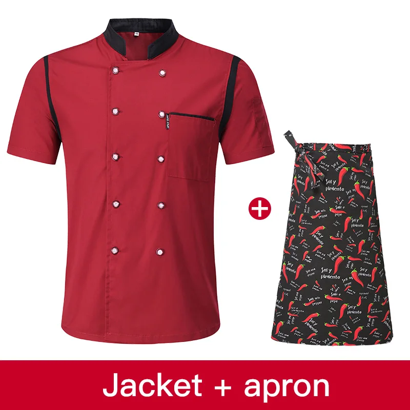 Unisex double-breasted chef clothes catering work overalls restaurant kitchen chef uniforms hotel cooking jacket waiter shirts - Color: photo