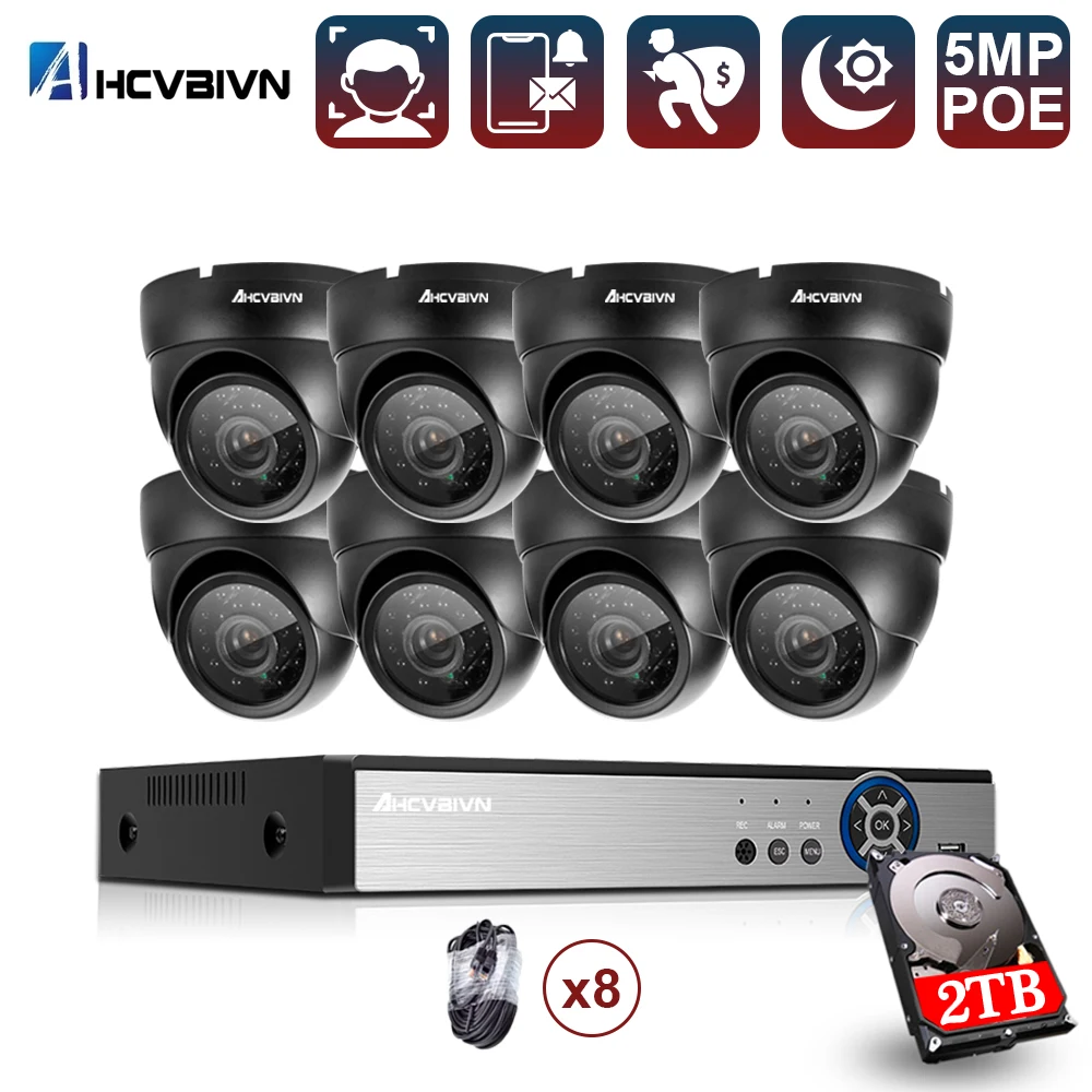 

Face Detection H.265 POE 5MP Video Surveillance Kit 8CH NVR CCTV System 5megapixels Weatherproof CCTV Security 5MP POE IP Camera