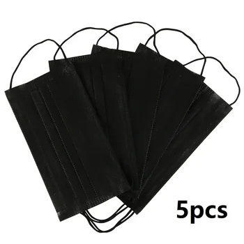 

5/10/20/50pcs Disposable Mouth Mask with Elastic Earloops Anti-Dust Non-toxic Non-woven Face Mask Face Cover Black