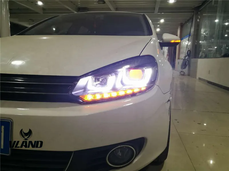 VLAND Заводская Автомобильная головная лампа для гольфа 6 фара для 2008- Mk6 светодиодный фонарь с ксеноновым объективом H7+ вилка и игра