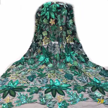 

Best Quality African Lace Fabrics with Sequins for Wedding Party Sequence Lace Fabric
