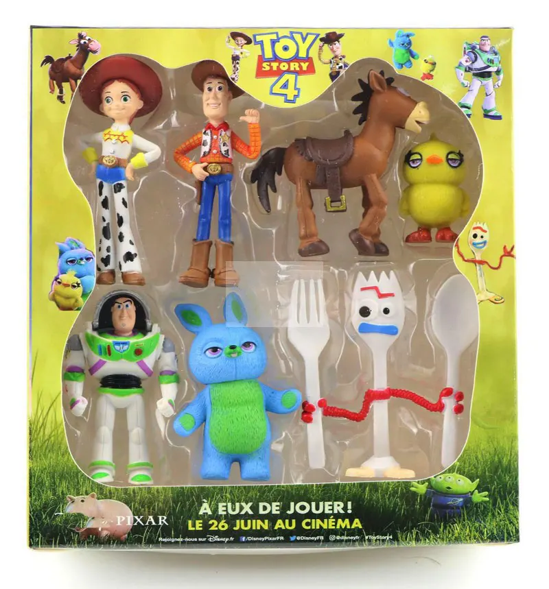 

2019 Disney Toy Story 4 Cartoon Figure Toy Woody Buzz Lightyear Jessie forky Doll action figure Children Gift 7pcs/set