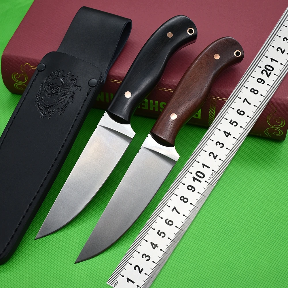 

D2 Steel Outdoor EDC Tool Knives Fixed Blade Straight Knife Slicing High Hardness Survival Camp Utility Knife Leather Sheath