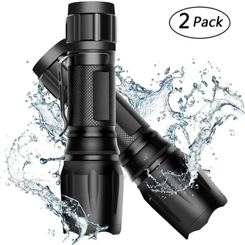 

Tactical Flashlight 5 Modes Zoomable LED Light Water Resistant Handheld Torch with Belt Clip T6 Led Flashlight 18650 Battery